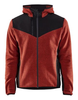 Afbeeldingen van BLÅKLÄDER Gebreid jack met softshell 5940 gebrand rood/zwart 2XL