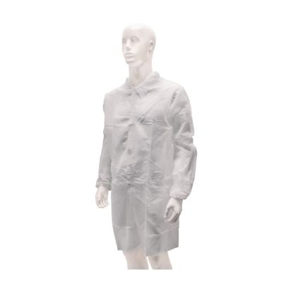 Afbeeldingen van HYGOCLEAN Bezoekersjas klittenband non-woven wit 2XL