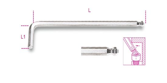 Afbeeldingen van BETA Haakse stiftsleutel verchroomd kogelkop 96BPC 10