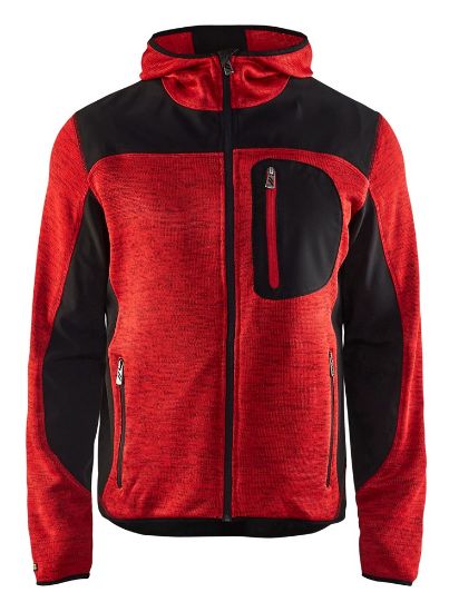 Afbeeldingen van BLÅKLÄDER Gebreid vest met softshell 4930 rood/zwart 2XL
