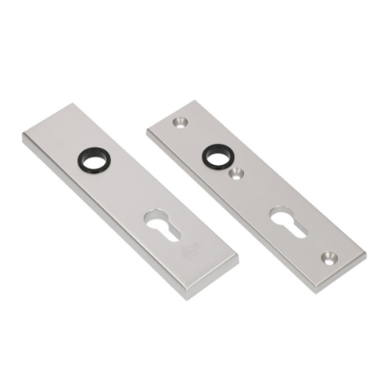 Afbeeldingen van OXLOC Veiligheidskortschild krukgat + profielcilinder rechte hoeken aluminium PC72