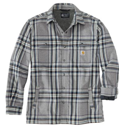 Afbeeldingen van CARHARTT Overhemd flannel sherpa geruit 105430 asphalt 2XL