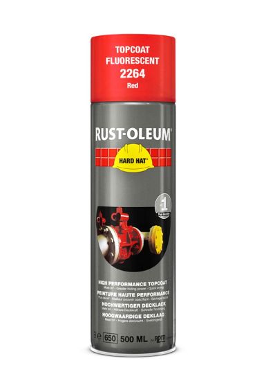 Afbeeldingen van RUST-OLEUM HARD HAT® Deklaag fluorescerend rood 500ML