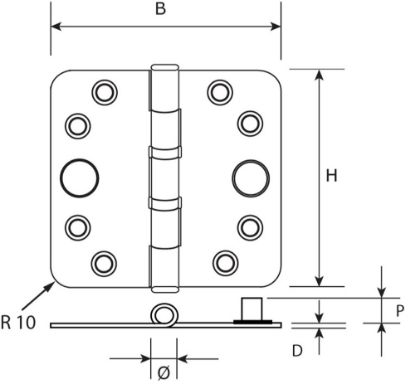Afbeeldingen van Kogellagerscharnier rond SKG** RVS 76X76MM
