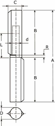 Afbeeldingen van IBFM Aanlaspaumelle blank met smeernippel stalen pen & messing ring