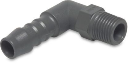 Afbeeldingen van Knie 90° nylon grijs ⅛"X4MM buitendraad/slangtule 16bar