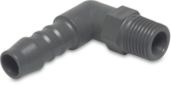 Afbeeldingen van Knie 90° nylon grijs ¼"X10MM buitendraad/slangtule 16bar