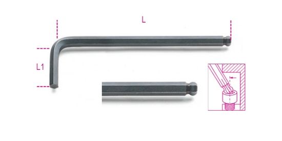 Afbeeldingen van BETA Haakse stiftsleutel gebruneerd kogelkop 96BP 5