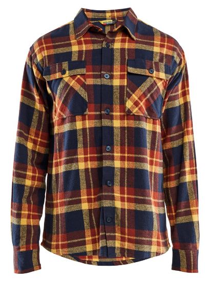 Afbeeldingen van BLÅKLÄDER Overhemd flanel 3288 gebrand rood/donker marineblauw S