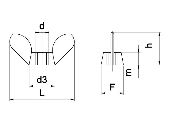 Afbeeldingen van Vleugelmoer DIN315 EV M14