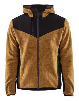 Afbeeldingen van BLÅKLÄDER Gebreid jack met softshell 5940 honinggoud/zwart 2XL