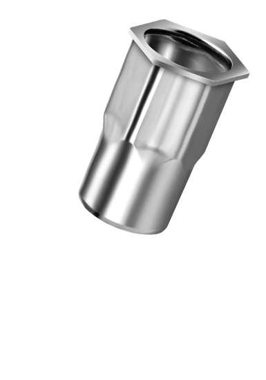 Afbeeldingen van Blindklinkmoer Q-nut open RVS A2 semi-HEX gereduceerde verzonkenkop M5 klembereik 0,5-3,0MM