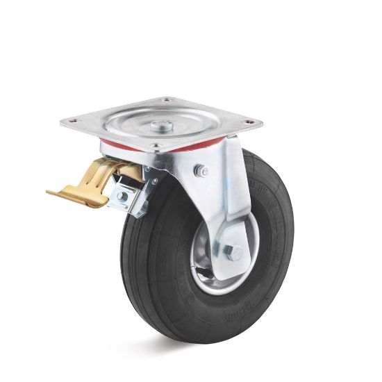 Afbeeldingen van TORWEGGE Zwenkwiel luchtband met plaat en rem LRS4 245X80MM h=288MM 250kg