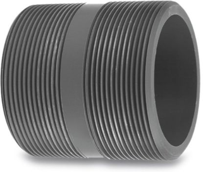 Afbeeldingen van VDL Nippel handgevormd PVC-U grijs 2.½" buitendraad 16bar