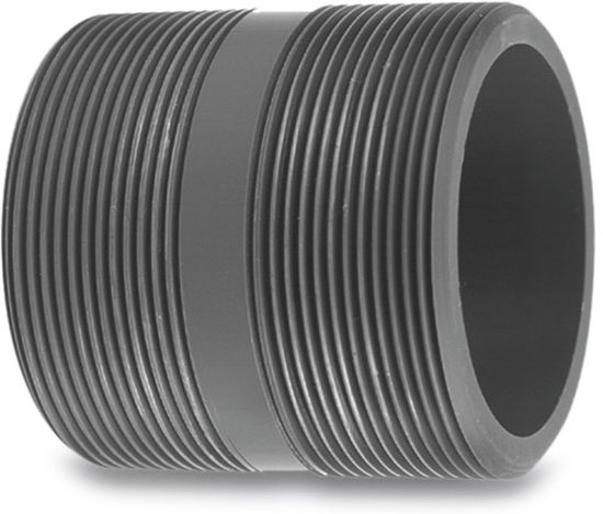 Afbeeldingen van VDL Nippel handgevormd PVC-U grijs 2.½" buitendraad 16bar