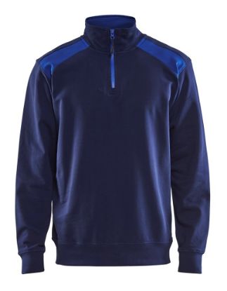 Afbeeldingen van BLÅKLÄDER Sweatshirt bi-colour met halve rits 3353 marineblauw/korenblauw 3XL
