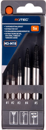 Afbeeldingen van ROTEC Tapeinduithalers set van M3 - M18 (No.1-5)