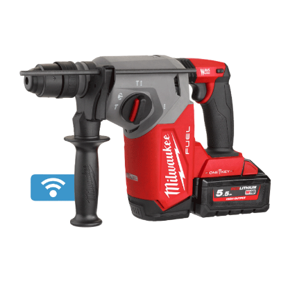 Afbeeldingen van MILWAUKEE Accu combihamer M18ONEFHX-552X ONE-KEY SDS-Plus 26MM met 4 standen en FIXTEC