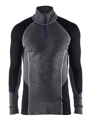Afbeeldingen van BLÅKLÄDER Onderhemd met rits 100% merino WARM 4899 medium grijs/zwart 2XL