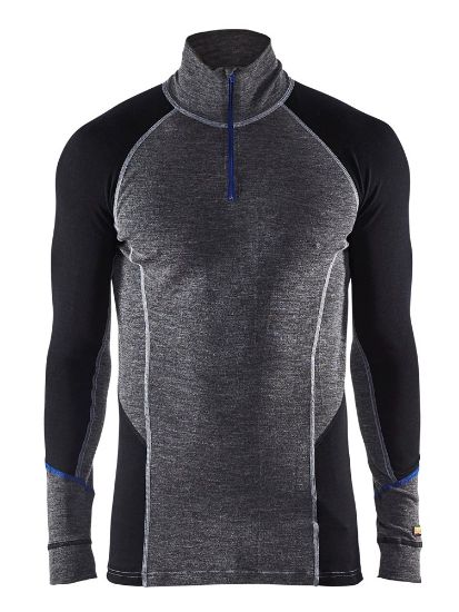 Afbeeldingen van BLÅKLÄDER Onderhemd met rits 100% merino WARM 4899 medium grijs/zwart M