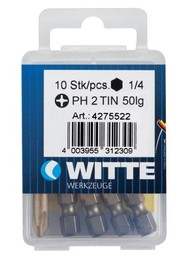 Afbeeldingen van WITTE Bitset ¼" 5x TiN PH2 50MM