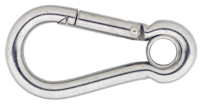 Afbeeldingen van Karabijnhaak met kous C-DIN5299 RVS316 100X10