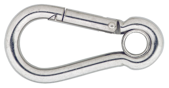 Afbeeldingen van Karabijnhaak met kous C-DIN5299 RVS316 100X10