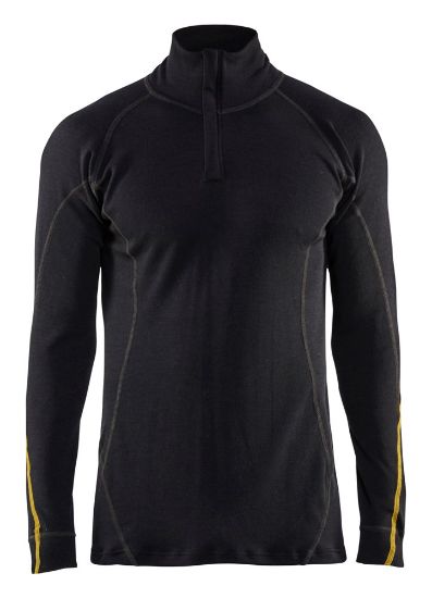 Afbeeldingen van BLÅKLÄDER Onderhemd vlamvertragend met halve rits 68% merino 4796 zwart S