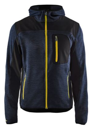 Afbeeldingen van BLÅKLÄDER Gebreid vest met softshell 4930 donkerblauw/geel 2XL