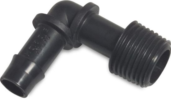 Afbeeldingen van Knie 90° PA (nylon) type WF zwart ½"X19MM buitendraad/slangtule 10bar