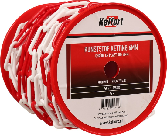 Afbeeldingen van KELFORT Afzetketting rood/wit kunststof 6MM 25M