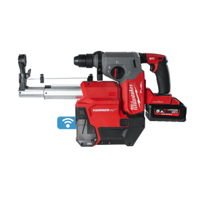 Afbeeldingen van MILWAUKEE Accu combihamer M18ONEFHXDEL-552C ONE-KEY SDS-Plus 26MM met stofafzuiging