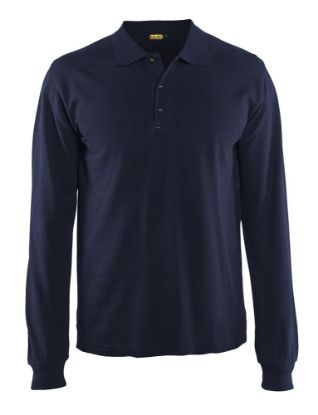 Afbeeldingen van BLÅKLÄDER Poloshirt met lange mouwen 3388 marineblauw 2XL