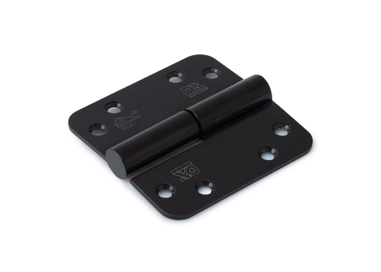 Afbeeldingen van DX Kogelstiftpaumelle rechts ronde hoeken SKG ***® RVS geborsteld zwart 89X89MM