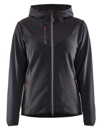 Afbeeldingen van BLÅKLÄDER Gebreid jack dames met softshell 5941 donkergrijs/zwart 2XL