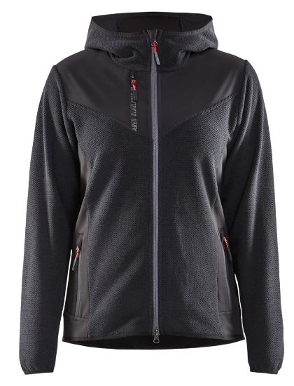 Afbeeldingen van BLÅKLÄDER Gebreid jack dames met softshell 5941 donkergrijs/zwart S