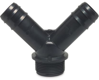 Afbeeldingen van Y-stuk PP zwart 25MMX¾"X25MM barbed/buitendraad/barbed 4bar
