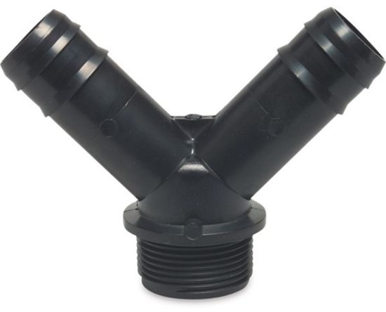 Afbeeldingen van Y-stuk PP zwart 25MMX1"X25MM barbed/buitendraad/barbed 4bar