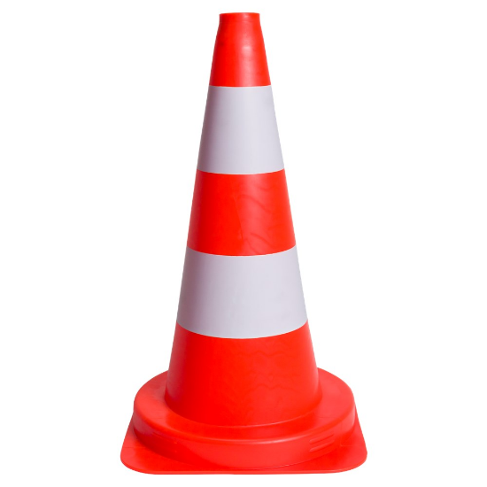 Afbeeldingen van FOLIEFOL Verkeerskegel/pilon harde PE 50CM met witte band