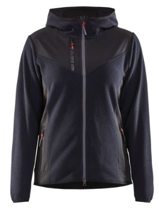 Afbeeldingen van BLÅKLÄDER Gebreid jack dames met softshell 5941 donker marineblauw/zwart 2XL