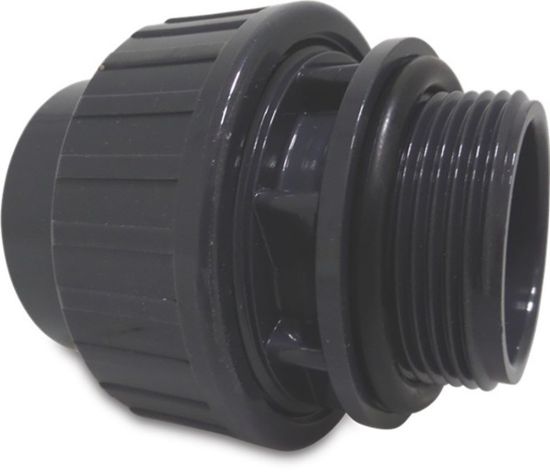 Afbeeldingen van PROFEC Koppeling met O-ring PVC-U grijs 50MMX1.½" lijmmof/buitendraad 10bar