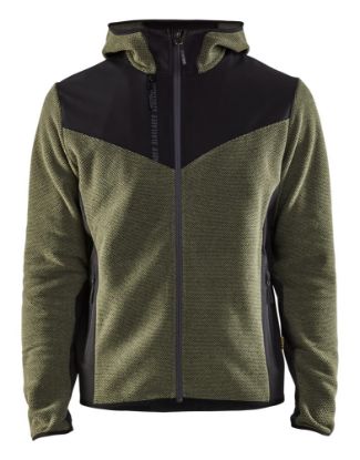 Afbeeldingen van BLÅKLÄDER Gebreid jack met softshell 5940 herfstgroen/zwart 3XL