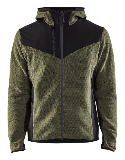 Afbeeldingen van BLÅKLÄDER Gebreid jack met softshell 5940 herfstgroen/zwart XS