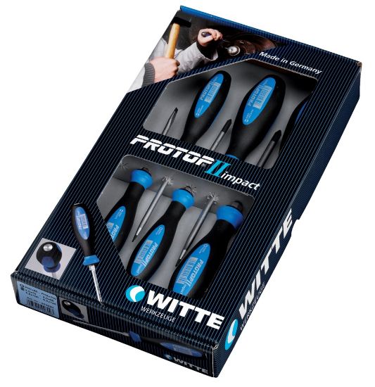 Afbeeldingen van WITTE Schroevendraaierset PRO IMPACT 6-delig sleuf/PZ