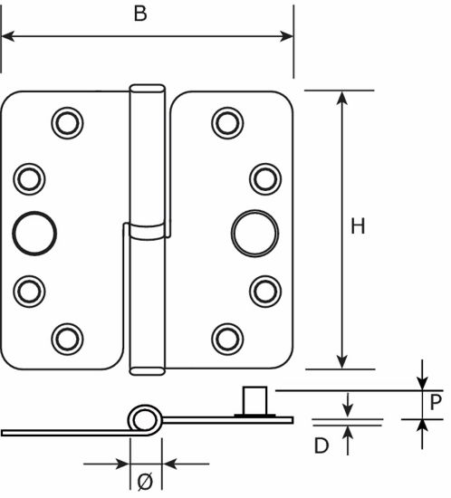 Afbeeldingen van DX Kogelstiftpaumelle ronde hoeken