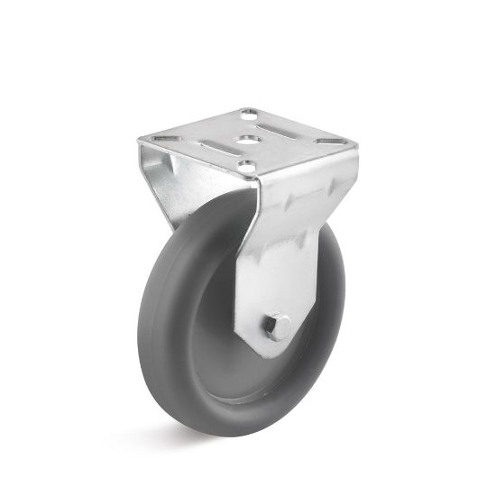 Afbeeldingen van TORWEGGE Bokwiel thermoplastic rubber grijs met plaat 50X18MM h=70MM 40kg 4x