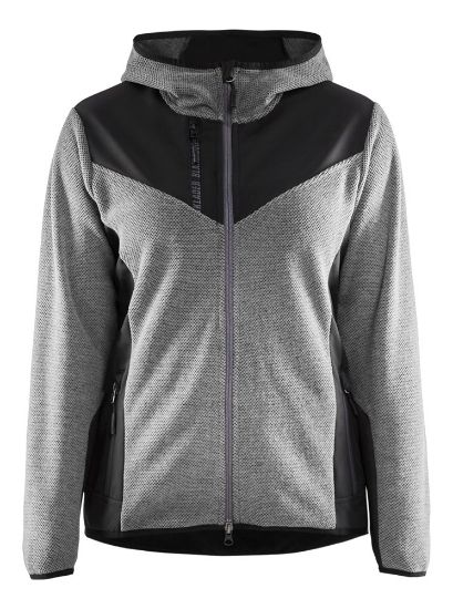 Afbeeldingen van BLÅKLÄDER Gebreid jack dames met softshell 5941 grijs mêlee/zwart S