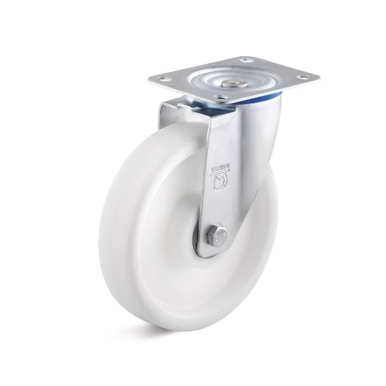 Afbeeldingen van TORWEGGE Zwenkwiel PP wit met plaat 80X35MM h=100MM 150kg