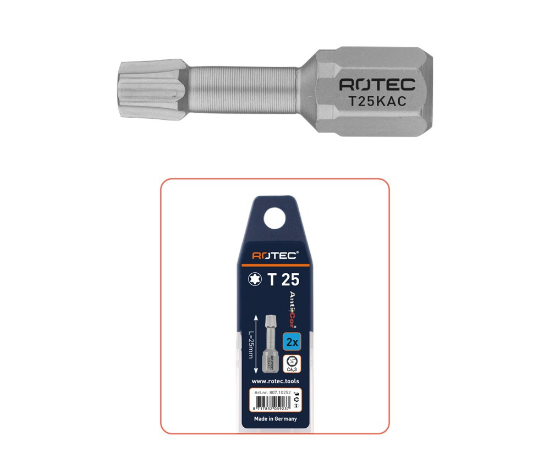 Afbeeldingen van ROTEC Torsionbit ¼" PRO T40 25MM C6,3MM conisch RVS 2x