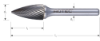 Afbeeldingen van ROTEC Stiftfrees HM model GZ3 spiraalvertand 9,6X19X64X6MM 